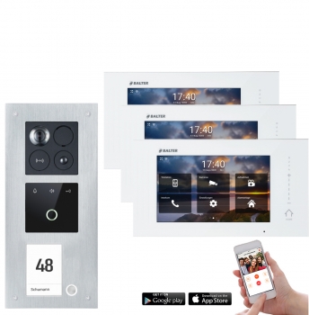 Balter ERA Video Türsprechanlage mit Fingerprint für 1 Familienhaus mit 3x 7" Monitor