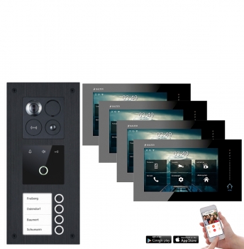 Balter ERA Video Haussprechanlage mit Fingerprint, RFID für 4 Familienhaus
