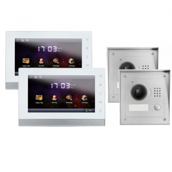 IP Türklingel mit Kamera für 1-Familienhaus mit 2xAufputz Außenstation und 2x7" LCD-2IPSET02