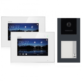 BALTER EVO Aufputz Video Türsprechanlage 2-Draht BUS für 1-Familienhaus  2 x 7" Touchscreen Monitor und Hauptstromverteiler