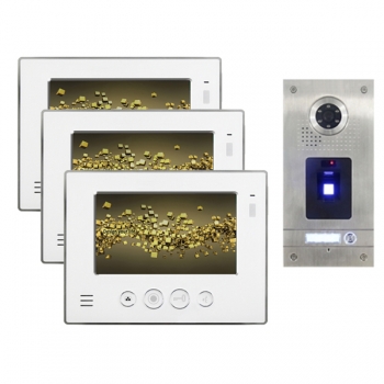 Video Gegensprechanlage für 1-Familienhaus 3x7" TFT-LCD mit Fingerprint-IS-3E07TF