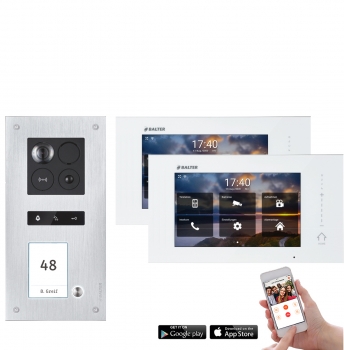 Video Türsprechanlage mit Smartphone App für 1 Familienhaus mit Bewegungsmelder, 2x Monitore, Balter ERA WLAN