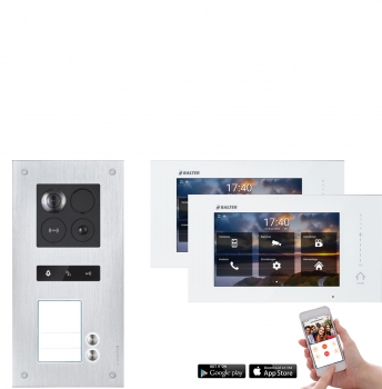 Video Türsprechanlage mit Smartphone App für 2 Familienhaus mit Bewegungsmelder, 2x Monitore, Balter ERA WLAN