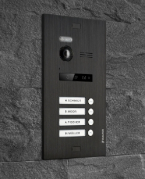 Videosprechanlage BALTER EVO 2-Draht BUS für 4-Familienhaus mit 4x7" Monitoren in schwarz