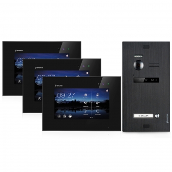Video Türsprechanlage BALTER EVO 2-Draht BUS Komplettsystem für 1-Familienhaus mit 3x7" Monitor  in Schwarz