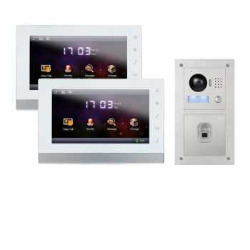 IP Video Türsprechanlage mit 2x7" LCD und Unterputz Außenstation mit Fingerprint-2IPSET11F