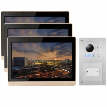 IP Türklingel mit Kamera mit 3x10" LCD für 1-Familienhaus und Unterputz RFID-Außenstation-3IPSET1011R