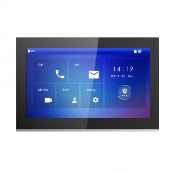 TURM IP Video Türsprechanlage 10" Touchscreen Innenstation LCD Monitor in schwarz