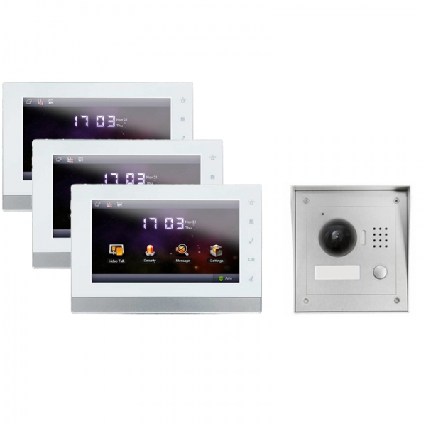 IP Videotürsprechanlage für 1-Familienhaus mit Aufputz Außenstation und 3x7"LCD-3IPSET01