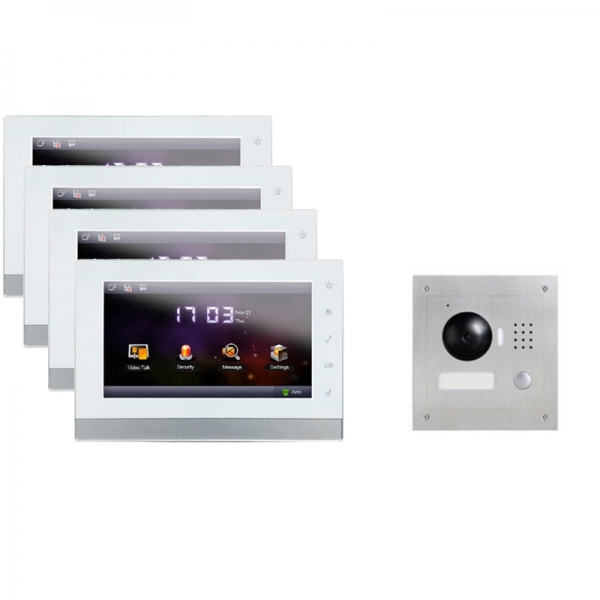 IP Sprechanlage für 1-Familienhaus mit Unterputz Außenstation und 4x7" LCD-4IPSET11